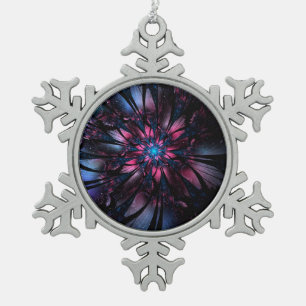Abstract fractal flower design. snowflake pewter christmas ornament