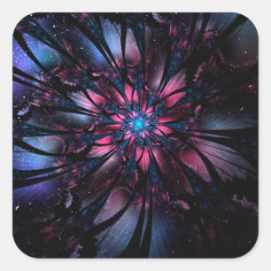 Abstract fractal flower design. square sticker