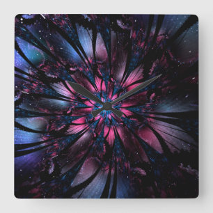 Abstract fractal flower design. square wall clock