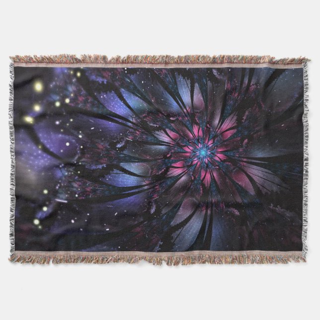 Abstract fractal flower design.  throw blanket (Front)