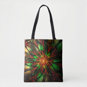 Abstract fractal flower design. tote bag