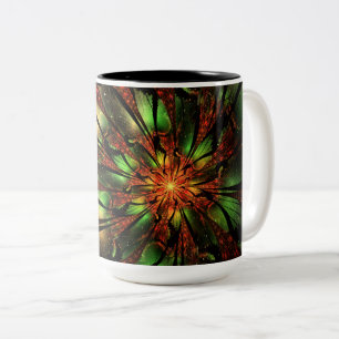 Abstract fractal flower design. Two-Tone coffee mug