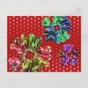 abstract fractal flowers 2D red dots Postcard