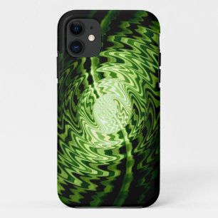 Abstract fractal green wave iPhone 11 case