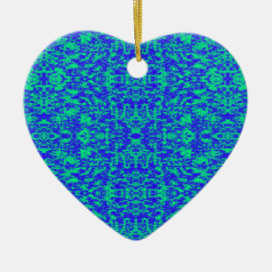 Abstract Fractal In Blue And Green Ceramic Ornament