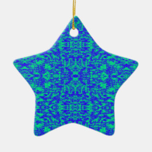Abstract Fractal In Blue And Green Ceramic Tree Decoration