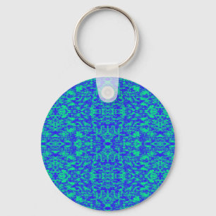 Abstract Fractal In Blue And Green Key Ring