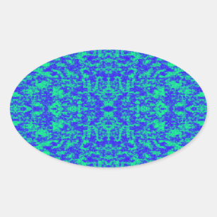 Abstract Fractal In Blue And Green Oval Sticker