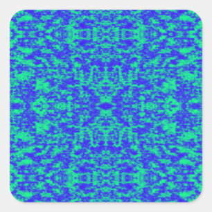 Abstract Fractal In Blue And Green Square Sticker