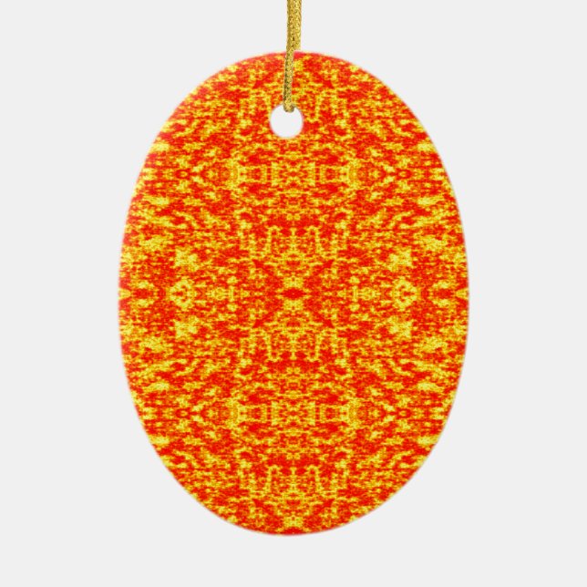 Abstract Fractal In Red And Orange Ceramic Ornament (Front)