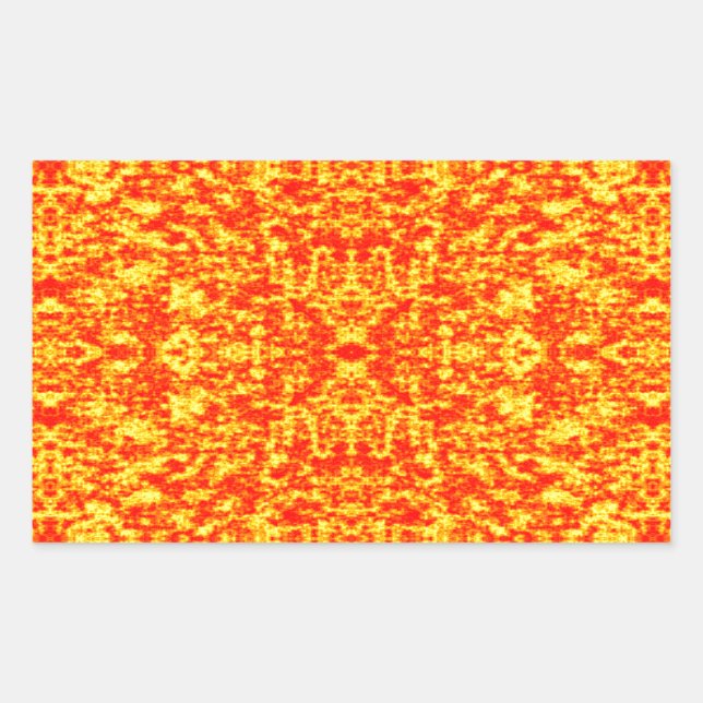 Abstract Fractal In Red And Orange Rectangular Sticker (Front)
