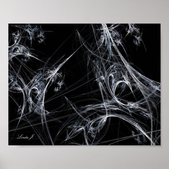 Abstract Fractal Spider Web on Black Canvas Print (Front)