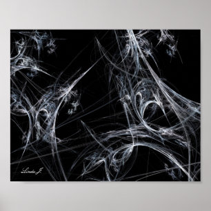 Abstract Fractal Spider Web on Black Canvas Print