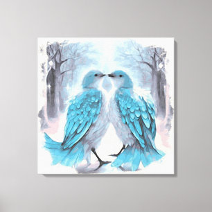 *~* Abstract frame Love Birds AP54 Art Winter Canvas Print