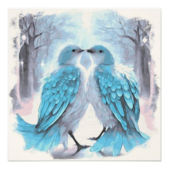 *~* Abstract frame Love Birds AP54 Art Winter Photo Print (Front)