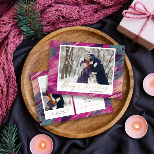 Abstract Frame Merry Christmas 2 Photo Holiday Card