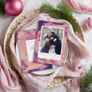 Abstract Frame Merry Christmas Photo Foil Holiday Card