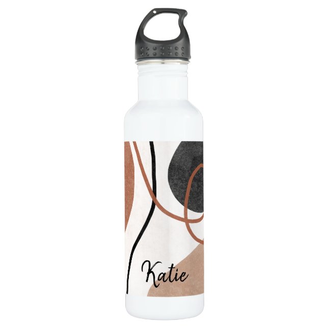 Abstract Freeform Shapes - Brown and Black 710 Ml Water Bottle (Front)