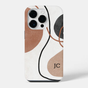 Abstract Freeform Shapes - Brown and Black iPhone 14 Pro Case