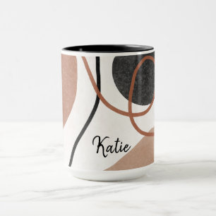 Abstract Freeform Shapes - Brown and Black Mug