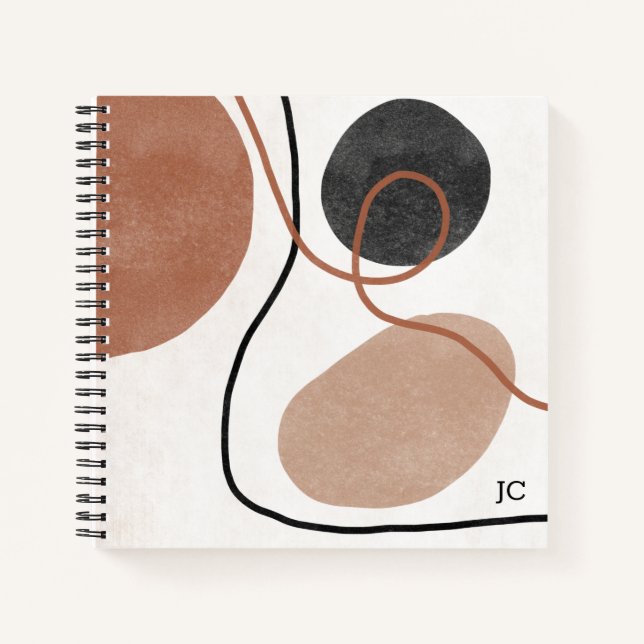 Abstract Freeform Shapes - Brown and Black Notebook (Front)