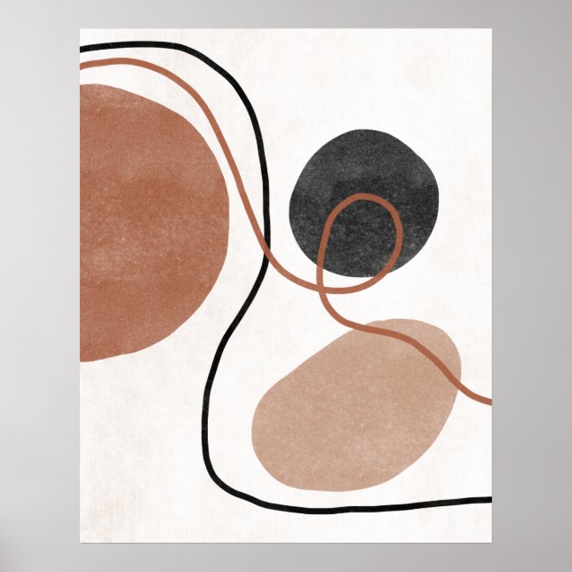 Abstract Freeform Shapes - Brown and Black Poster (Front)