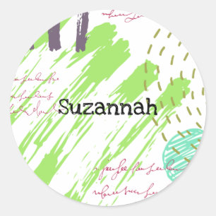 Abstract Freehand Doodle Classic Round Sticker
