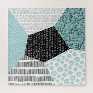 Abstract Freehand Drawing: Artistic Background. Jigsaw Puzzle