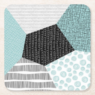 Abstract Freehand Drawing: Artistic Background. Square Paper Coaster