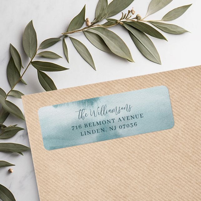 Abstract Frost Blue Watercolor Return Address Label (Creator Uploaded)