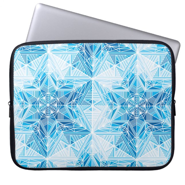 Abstract frozen star snowflakes seamless pattern laptop sleeve (Front)