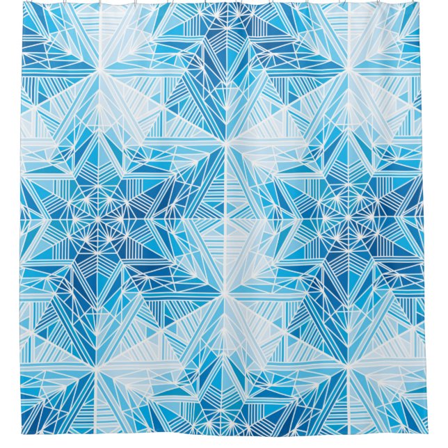 Abstract frozen star snowflakes seamless pattern shower curtain (Front)