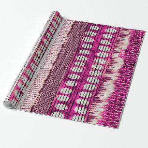 abstract fuchsia colorful ethnic border pattern wrapping paper