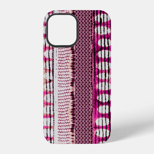 abstract fuchsia colourful ethnic border pattern iPhone case (Back)