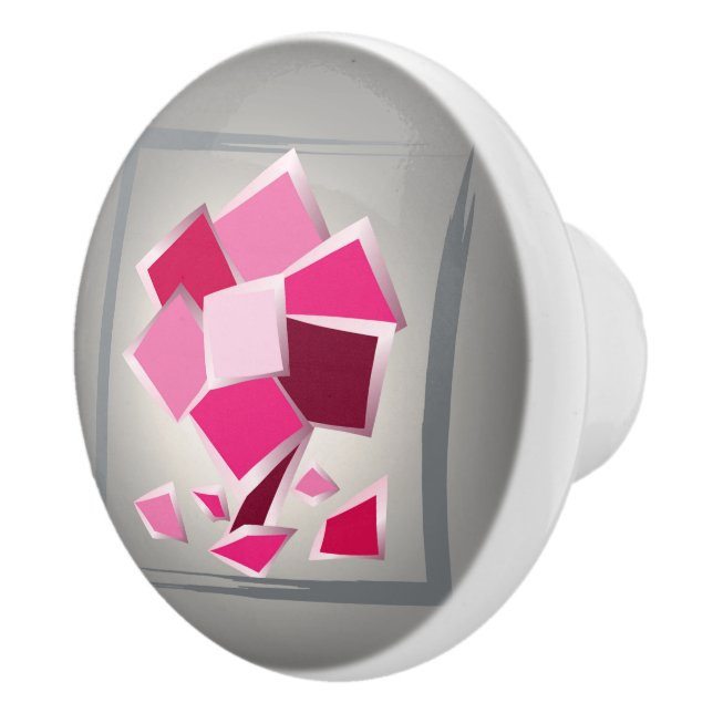 Abstract fuchsia flower ceramic knob (Right)
