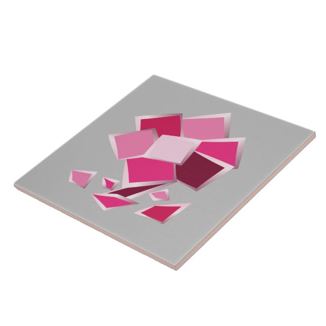 Abstract fuchsia flower ceramic tile (Side)