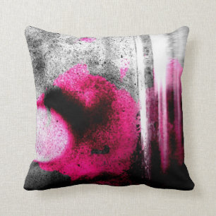 Abstract Fuchsia, Grey and Black Grain Photo Art Cushion
