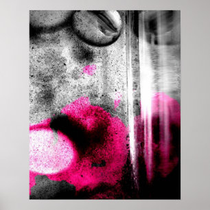 Abstract Fuchsia, Grey and Black Grain Photo Art Poster