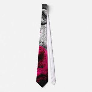 Abstract Fuchsia, Grey and Black Grain Photo Art Tie