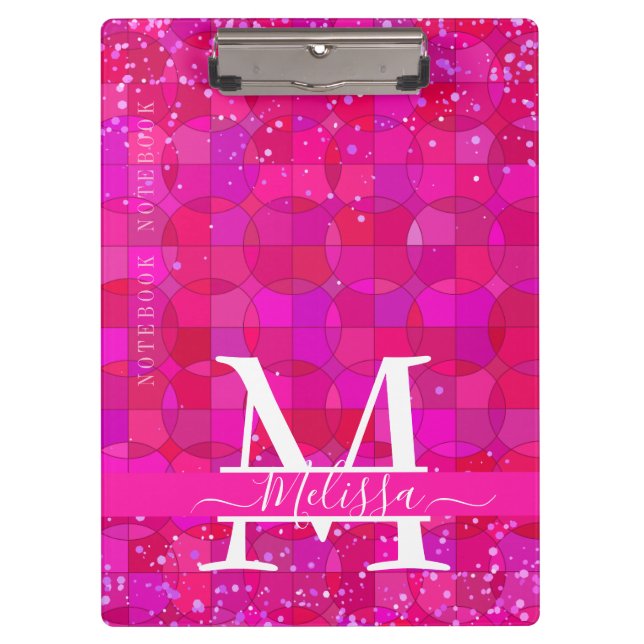 Abstract Fuchsia Red Customizable Clipboard (Front)