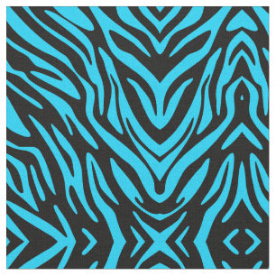 Abstract Fun Blue Zebra Stripe Fabric