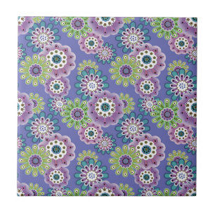 Abstract fun cartoon flowers floral kids scandinav ceramic tile