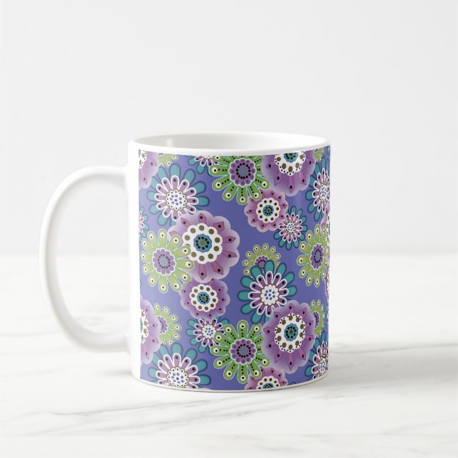 Abstract fun cartoon flowers floral kids scandinav coffee mug (Left)