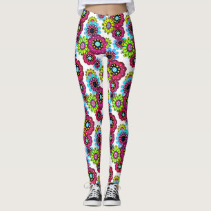 Abstract fun cartoon flowers floral kids scandinav leggings