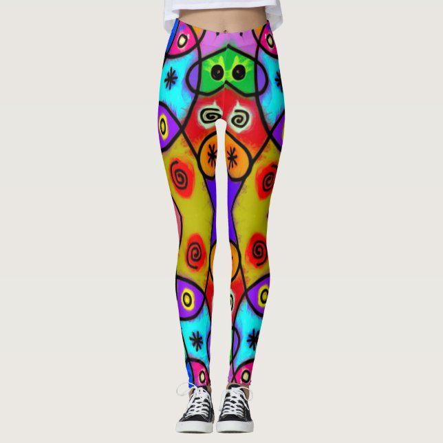 Abstract Fun Colourful Leggings (Front)