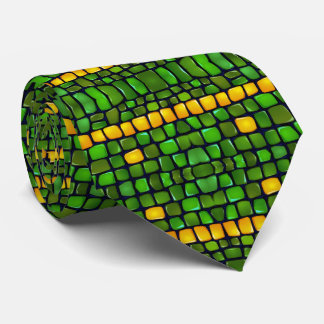 Abstract Fun Green Yellow Black Corn Peas Pattern Tie
