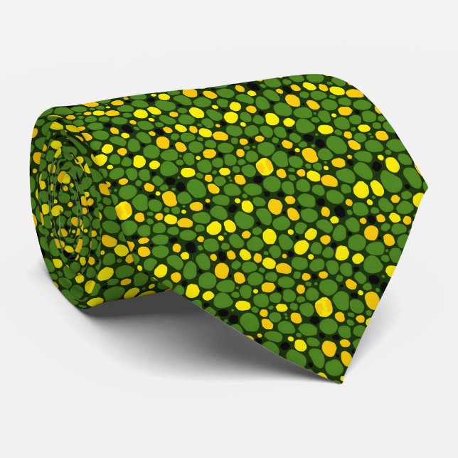 Abstract Fun Green Yellow Black Corn Peas Pattern Tie (Rolled)