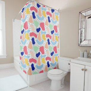 Abstract fun modern cute kids summer shapes figure shower curtain