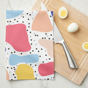 Abstract fun modern cute kids summer shapes figure tea towel