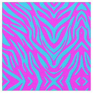 Abstract Fun Pink and Blue Zebra Stripe Fabric